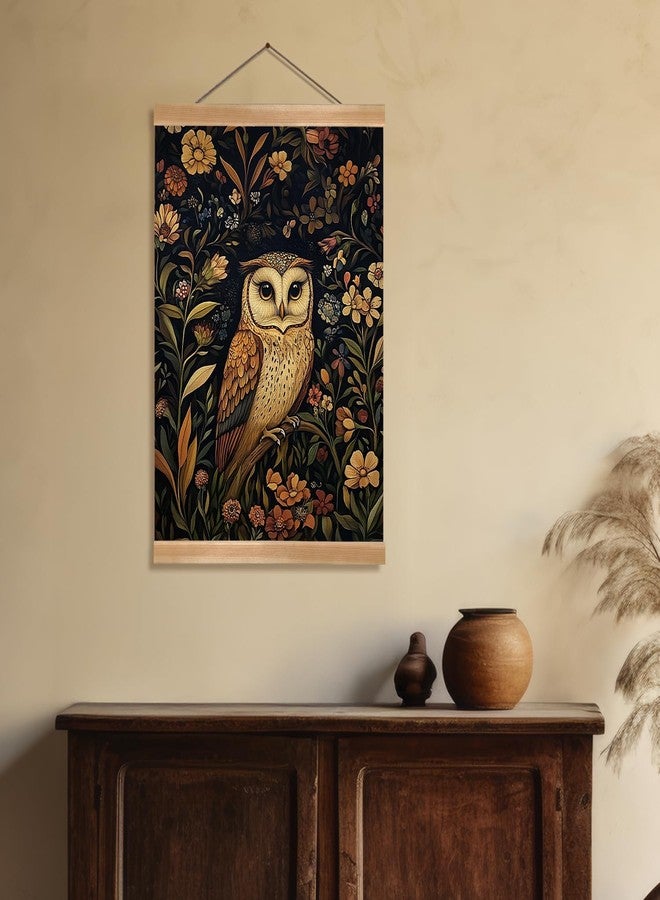 ZTGDA William Morris Style Owl Wall Art,Linen Canvas Posters Prints with Wooden Frame,Retro Animal and Flowers Wall Decor for Living Room,Bedroom 12x16inch (Retro color-Owl02) - Image 5
